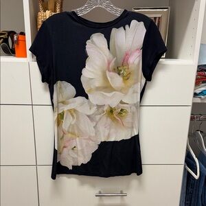 Ted Baker Black Tee with White Floral Print